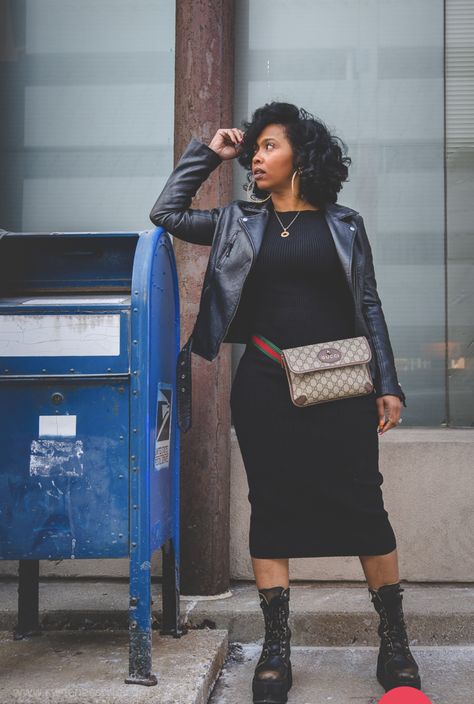 Spring Rainy Day Outfit Black Women, Plus Size Friday Night Outfit, Plus Size Winter 2023 Outfits, Casual Chic Outfits Black Women Plus Size, Sweater Dress Combat Boots, Black Woman Outfits Curvy, Colbolt Blue Outfit, Black Dress And Combat Boots Outfit, Black Women Fashion 2023