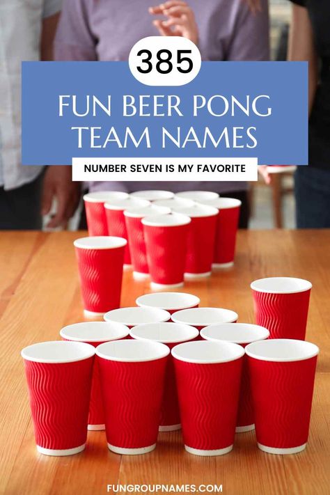 Discover the perfect beer pong team name with our guide. Over 385 creative and catchy options await! Drinking Team Names, Beer Olympics Team Themes, Beer Olympics Teams, Beer Pong Team Names, Beer Pong Tournament, Beer Olympics, Beer Olympic, Football Team Names, Team Theme