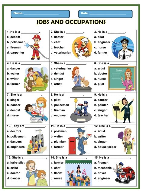 English Worksheet
Different kinds of jobs Esl Jobs And Occupations, Occupation Worksheet Grade 2, Jobs Worksheets For Kids, Occupation Worksheet, Jobs Worksheet, Shape Worksheets For Preschool, Nursery Worksheets, Vocabulary Exercises, English Activities For Kids