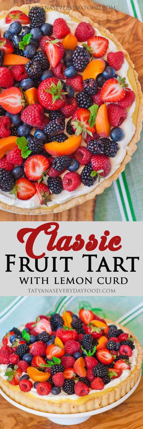 One of my all-time favorite summer-time desserts is the classic fruit tart! I make mine with a crumbly shortbread crust that melts in your mouth, fill it with home-made sweet and sour lemon curd and top it with a creamy cheesecake filling. Nothing beats all of that goodness combined with loads of fresh berries and […] Fruit Tart Recipe, Coconut Dessert, Berry Tart, Cheesecake Filling, Shortbread Crust, Tart Pan, Snacks Saludables, Fruit Tart, Creamy Cheesecake