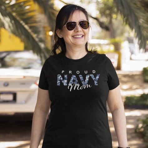 Soft and Comfortable Black Navy Mom T-Shirt. Navy Mom, Chic Boutique, Trending Accessories, Jean Coat, Black And Navy, Color White, Womens Tops, Boutique, Navy