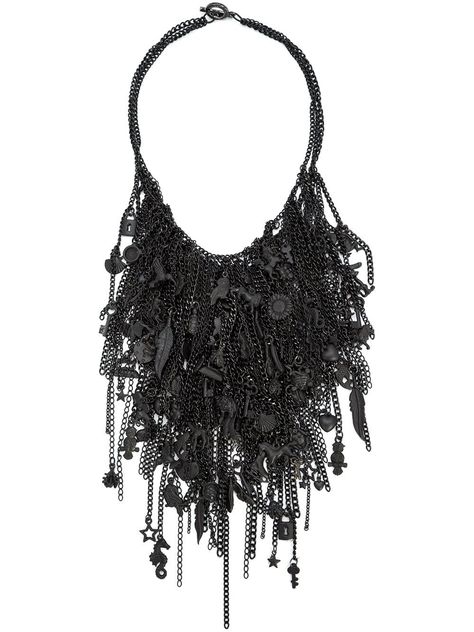 vera wang f.w2018 farfetch Vera Wang Jewelry, Black Jewellery, Black Chain Necklace, Brass Chain Necklace, High Fashion Jewelry, Black Choker Necklace, Black Choker, Beads Diy, Brass Necklace