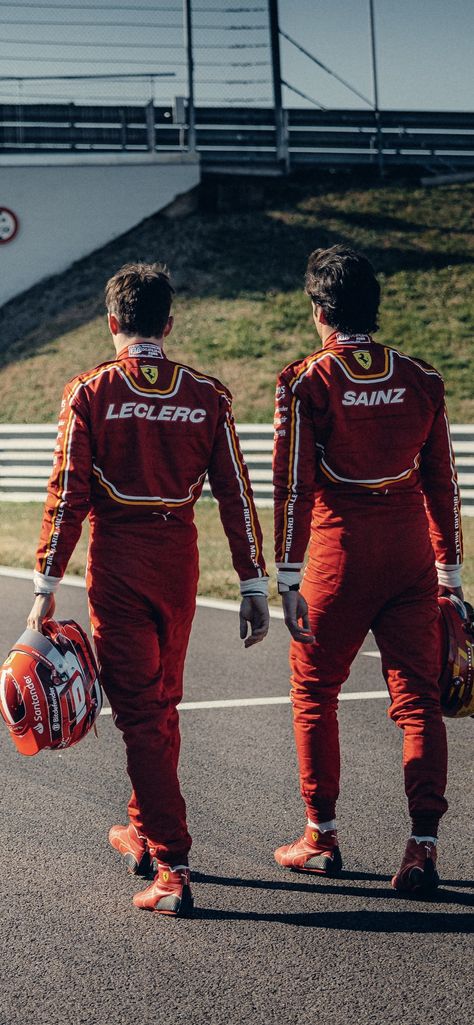 Ferrari Team Formula 1, Charles Carlos Wallpaper, I Love F1 Pfp, Ferrari Drivers Wallpaper, Formula One Fashion, Sainz And Leclerc Wallpaper, Leclerc And Sainz F1 Wallpaper, Charles Leclerc Soccer, F1 Team Principal Aesthetic