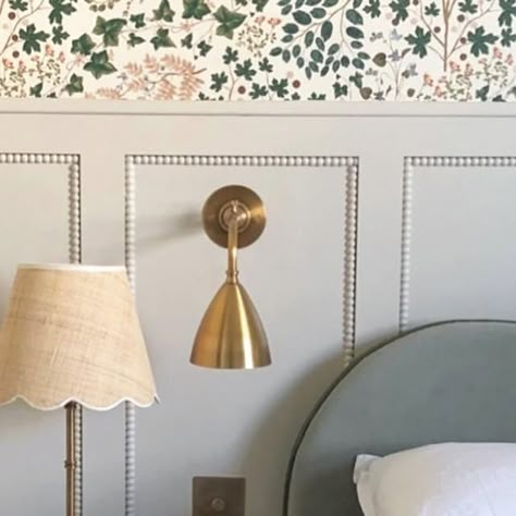 Country Bedroom Panelling, Bobbin Beading Paneling, Bobbin Wall Panelling, Bobbin Wall Moulding, Wall Half Paneling, Board And Batten Boys Bedroom, Scallop Wall Panelling, Scalloped Half Wall, Trim Designs On Walls