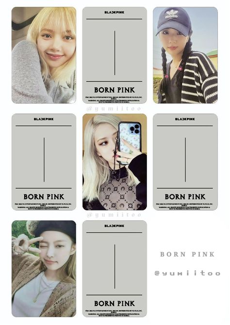 Foto Kart, Photocard Template, Blackpink Born Pink, Lomo Card, Kpop Diy, Blackpink Poster, Pop Photos, Blind Bags, Born Pink