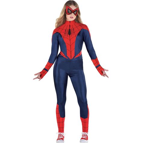 Spider Girl Halloween Costume, Spider Girl Halloween, Spider Girl Costume, Spider Woman Costumes, Marvel Halloween, Party City Costumes, Catsuit Costume, Costume Disney, Spiderman Costume