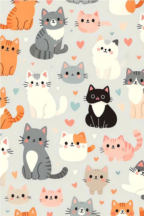 It's an ideal choice for cat lovers looking to express their affection for these adorable pets. #cat #pattern Aesthetic Cat Names, Christmas Cat Funny, Cat Pattern Wallpaper, Names Cat, Wallpaper Gatos, Cat Tattoo Design, Cat Phone Wallpaper, غلاف الكتاب, Lady Cat