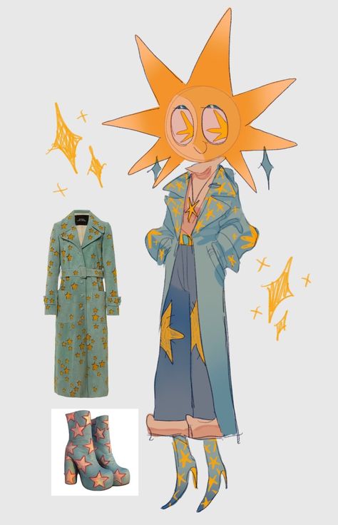 Werid Core Character, Stars Character Design, Sun And Moon Character Design, Sun Inspired Outfit, Weird Character Design, Sun Character Design, Moon Character Design, Star Character Design, Sun Oc