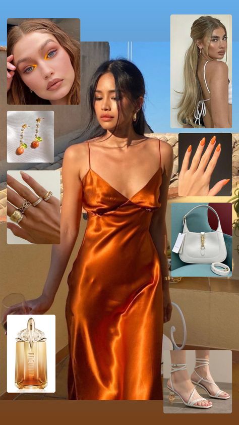 Orange Prom Dress Aesthetic, Orange Silk Dress Outfit, Copper Dress Outfit Wedding, Boards Preparation, Burnt Orange Formal Dress, Dog Captions For Insta, Red And Black Fashion, Prom Dress Aesthetic, Dog Captions