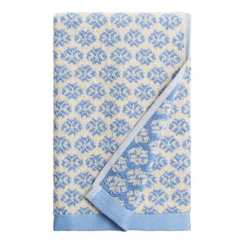 Aria Chambray Blue and Ivory Terry Hand Towel by World Market