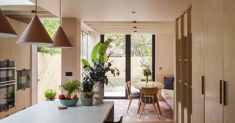 Soft Pink Walls, Sektion Cabinets, Neil Perry, Plywood Kitchen, Open Plan Kitchen Diner, London Kitchen, Kitchen Redesign, House Extension Design, Oak Kitchen