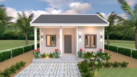 House Plans 7×6 With One Bedroom Gable Roof - Engineering Discoveries Cross Gable Roof, Houses Design Ideas, Gable Roof House, Small Cottage Designs, One Bedroom House Plans, One Bedroom House, Flat Roof House, One Bedroom Flat, Small Cottage Homes