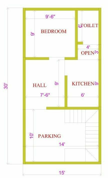 15×30 House Plan, Spacious House Plans, Industrial House Plans, Smart House Plans, Perfect House Plan, Micro House Plans, One Floor House Plans, Smallest House, 20x40 House Plans