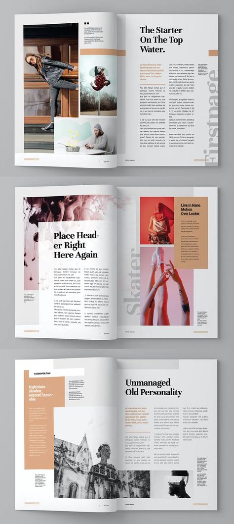 Creative Magazine Template InDesign - 15 custom pages design - A4 & US letter format paper size Magazine Page Design, Magazine Page Layouts, Design De Configuration, Magazine Design Cover, Indesign Layout, Mises En Page Design Graphique, Magazine Layout Inspiration, Creative Magazine, 잡지 레이아웃