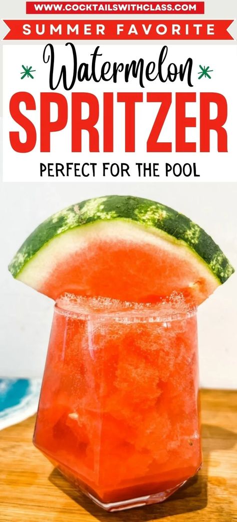 Watermelon Spritzer Vodka, Wine Spritzers Recipe Summer, Spritzer Cocktails, Watermelon Spritzer, Spritzer Drink, Wine Spritzer Recipe, Aldi Wine, Simple Drinks, Watermelon Wine