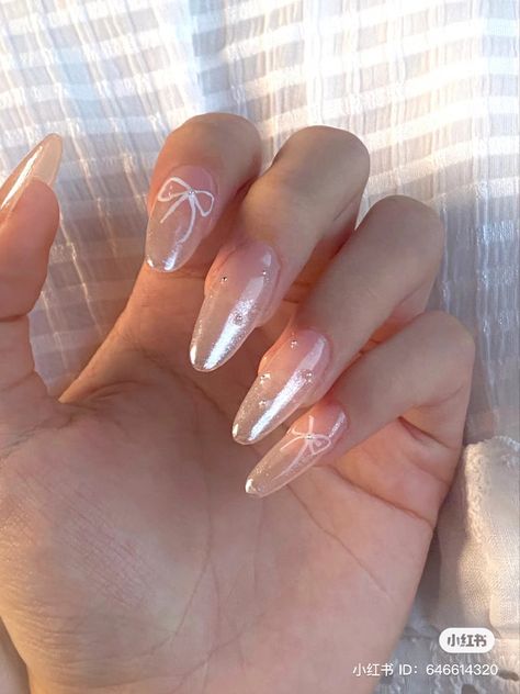 Coquette Nails, Pretty Gel Nails, Pearl Nails, Soft Nails, Nagel Inspo, Funky Nails, Dream Nails, Minimalist Nails, Nail Shapes