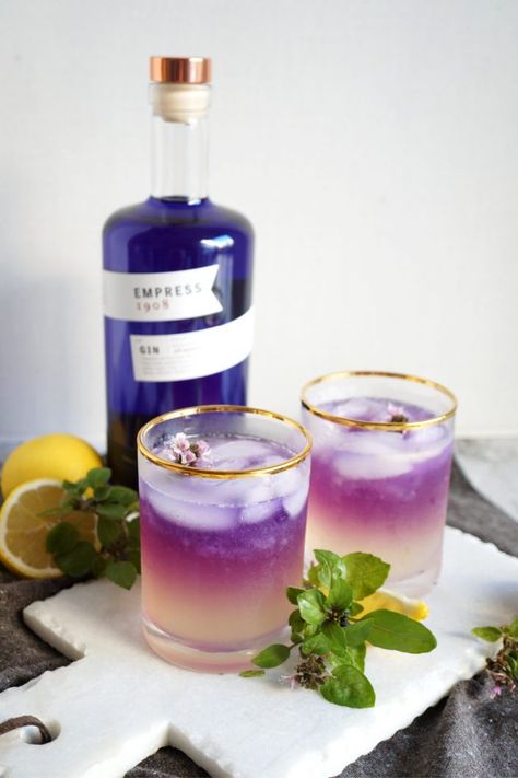 purple basil gin fizz | The Baking Fairy Purple Gin, Basil Syrup, Empress Gin, Alcoholic Recipes, Basil Simple Syrup, Purple Basil, Hey Bartender, Gin Recipes, Basil Recipes