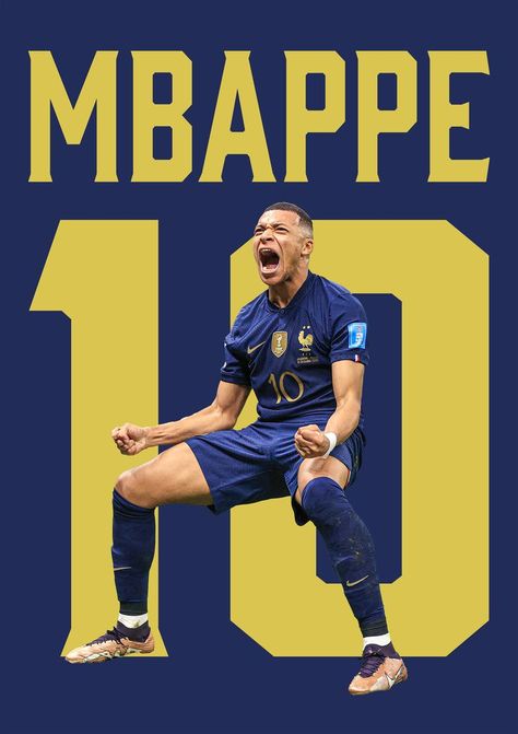 Kylian Mbappe Poster, France poster, Mbappe aesthetic wallpaper Mbappe Poster, French National Team, Apple Watch Custom Faces, Football Artwork, Goal Celebration, Football Posters, T-shirt Print Design, Cristiano Ronaldo Lionel Messi, Paris Poster