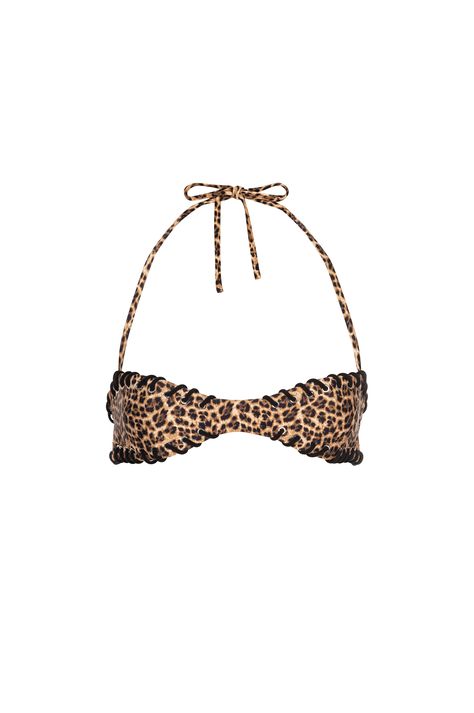 Introducing our Rio Bikini Top, in Leopard print. She's a halter bikini with all-around laced stitch detailing. She covers just the essentials, so wear her wisely. Pair her with the matching Rio bottoms for a sexy fit. Designed for a skimpy fit. For a fuller bust, size up. Please refer to the flat lay image for product accuracy European Summer Bikinis Outfits, Coastal Bathing Suits, Classy Swimwear Bikinis, Swimsuit Top Outfit, Edgy Swimsuit, Grunge Swimsuit, Mexico Swimsuit, Miami Beach Swimwear, Bathing Suit Websites