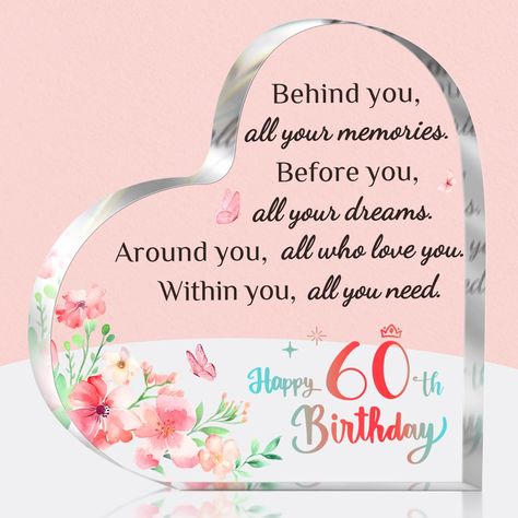 PRICES MAY VARY. ➤【60th Birthday Gifts for Women】If you're searching for some unique 60 birthday present ideas to celebrate their milestone year, this 60th birthday gifts keepsake for women is the best choice. Your bestie (or sibling), sister, wife, or girlfriend deserves a good 60th birthday gift ➤【Happy 60th Birthday Gifts】This gorgeous crystal clear acrylic plaque is the perfect special milestone 60th birthday gift for women. With its Vibrant design, it makes the most beautiful and eye-catchi 18th Birthday Gifts For Girls, Acrylic Keepsakes, 40th Birthday Gifts For Women, 50th Birthday Gifts For Woman, 30th Birthday Decorations, 50th Birthday Decorations, 40th Birthday Decorations, Women Friends, Happy 60th Birthday