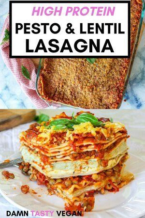 Easy vegan high protein pesto and lentil lasagna.  Delicious and healthy weeknight dinner recipe that can feed a large family. Soy free and tofu free and dairy free pesto ricotta recipe made from white beans.  Rich, creamy and delicious. #vegan #lasagna #weeknight #highprotein #vegetarian Easy Vegan Lasagna, Protein Pesto, Lentil Lasagna, Lentil Vegan, Pesto Ricotta, Vegan High Protein, Pesto Sauce For Pasta, Lentils Vegan, How To Make Lasagna