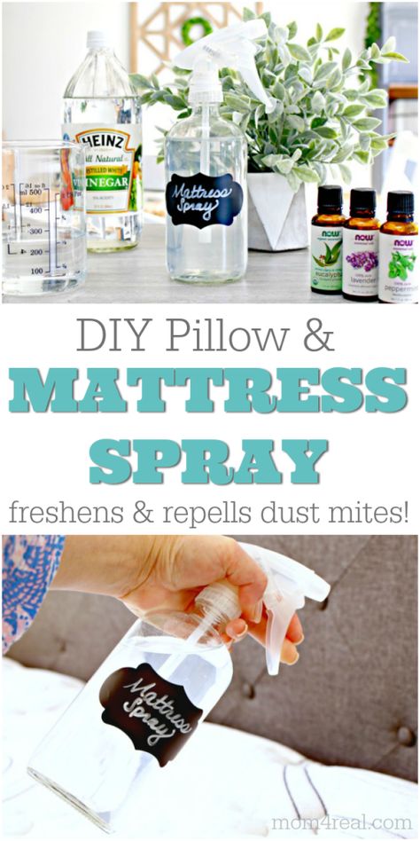 DIY Mattress Spray That Repels Dust Mites and Freshens Too Homemade Mattress, Dust Mite Spray, Mattress Spray, Cleaning Bedroom, Mattress Cleaner, Diy Mattress, Diy Pillow, Pillow Spray, Mattress Cleaning