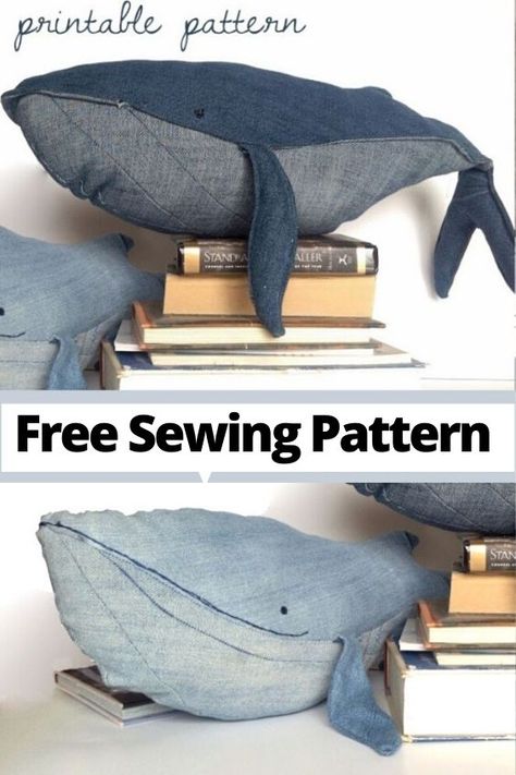 Denim Whale Pattern, Whale Plush Pattern Free, Denim Whale Pattern Free, Whale Soft Toy Pattern, Whale Toy Pattern, Whale Pattern Sewing Free, Whale Stuffed Animal Pattern, Denim Animals Patterns, Stuffy Sewing Pattern Free