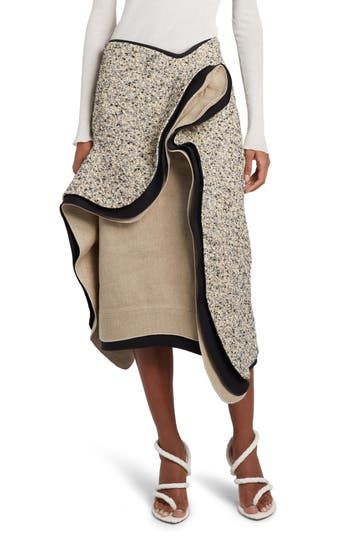 A dramatic asymmetric ruffle creates a sense of motion on this runway-featured midi skirt made with richly textured bouclé that resembles terrazzo stone. 25 1/2" to 31" center front length (size 36IT) Back zip closure 60% cotton, 18% acrylic, 11% silk, 10% polyamide, 1% elastane Dry clean Made in Italy Designer Clothing Resort 2024 Fashion Trends, Smart Casual Skirt, Modern Skirt, Unique Skirts, Diy Skirt, Fashion Gowns, Aline Skirt, Ankara Styles, Casual Skirts