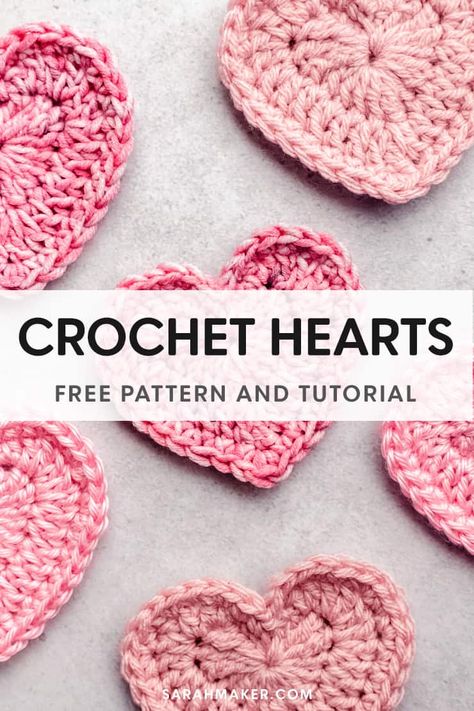 Learn how to crochet a heart with this free crochet hearts pattern and step-by-step tutorial. Free Heart Crochet Pattern, Crochet Valentine Patterns, Different Crochet Stitches, Crochet Hearts, Crochet Heart Pattern, Valentines Crochet, Hearts Pattern, Beginner Crochet Projects, Handmade Heart