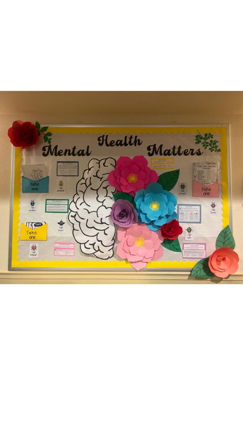 RA board for mental health awareness Residence Life Bulletin Boards, Counselor Bulletin Boards, Res Life Bulletin Boards, School Counseling Bulletin Boards, Resident Assistant Bulletin Boards, Counseling Bulletin Boards, فن الرسم بالمسامير, Nurse Bulletin Board, Social Work Offices