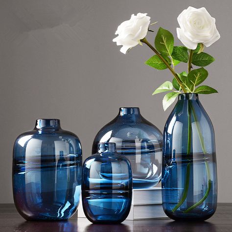 Modern minimalist transparent glass vase decoration Nordic style living room with dried flower ornament Glass Vase-in Vases from Home & Garden on Aliexpress.com | Alibaba Group Nordic Style Living Room, Blue Vases, Glass Vase Decor, Vase Transparent, Blue Glass Vase, Vases For Sale, Clear Glass Vases, Pattern Glass, Impressionist Art