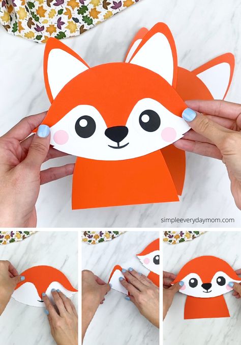 This cute fox craft is a fun project for fall. Download the free printable template and make with preschool, kindergarten, and elementary children. Its an easy kids craft! #simpleeverydaymom Raccoon Craft, Forest Animal Crafts, Fox Craft, Fox Printable, Fox Birthday, Paper Fox, Fox Crafts, Circle Crafts, Fox Kids