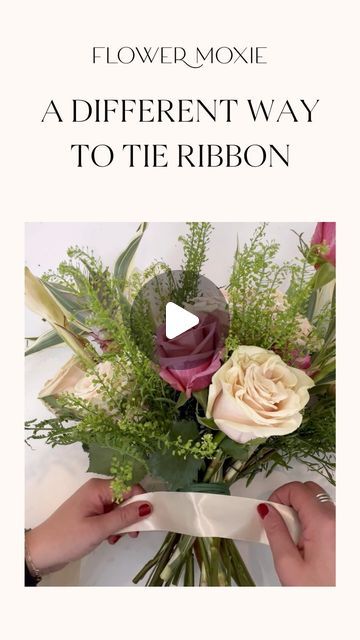 Wedding Bouquet Ribbon Wrap, Bouquet Ribbon Wrap, Diy Wedding Bouquet Tutorial, Bridal Bouquet Handle, Wedding Bouquet Ribbon, Modern Bridal Bouquets, Touch Watch, Flower Moxie, Ribbon Flowers Bouquet