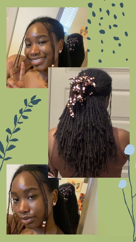 Cute Sister Loc Hairstyles, Sister Locs With Beads, Beads On Sisterlocks, Micro Locs With Beads, Beads On Micro Locs, Microlocs With Beads, Sister Locs Sisterlocks Styles, Sister Locs Hairstyles, Microloc Hairstyles