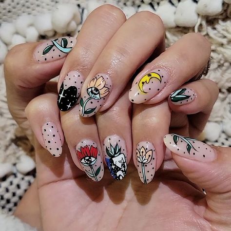 Trippy Nails, Summertime Nails, Rock Nails, Witchy Nails, Nail Time, Anime Nails, Cute Nail Art Designs, Nail Essentials, Painted Nail Art