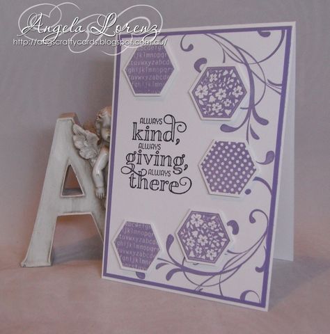 Angela Lorenz: My Card Gallery Hexagon Cards, Card Design Handmade, Card Stamping, Beautiful Shapes, Ctmh Cards, Hole Punches, Bee Cards, Making Greeting Cards, Friendship Cards