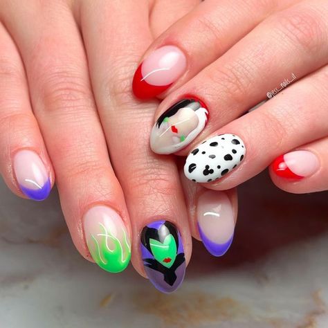 Cool Disney Nails, Tower Of Terror Nails, Disney Villain Nail Art, Universal Studio Nails, Hotel Transylvania Nails, Incredibles Nails, Ratatouille Nails, Disney Villains Nails, Disney Movie Nails