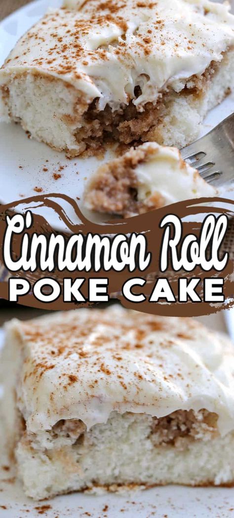 Cinnamon Roll Poke Cake, Cheesecake Cinnamon, Cinnamon Bun Cake, Cinnamon Cake Recipes, Roll Cheesecake, Cheesecake Easy, Cinnamon Roll Cheesecake, Boxed Cake Mixes Recipes, Bun Cake