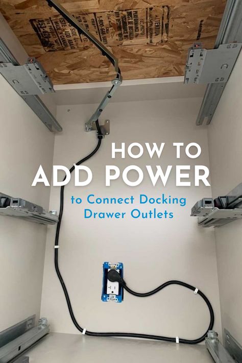 Outlets Under Cabinets, Add Electrical Outlet, Outlets In Bathroom, Recessed Outlets, Cabinet Outlet, Docking Drawer, Bathroom Outlet, Under Bathroom Sink, Bathroom Drawers