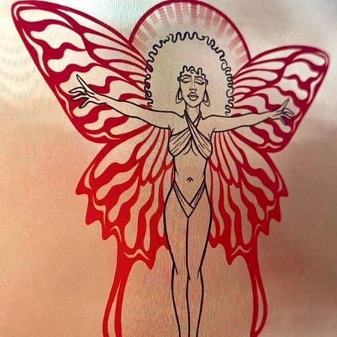 Red Ink Tattoo Ideas, Hippie Tattoo Ideas, Goddess Design, Black Girls With Tattoos, Black Fairy, Tattoos For Black Skin, Red Ink Tattoos, Dope Tattoos For Women, Stylist Tattoos