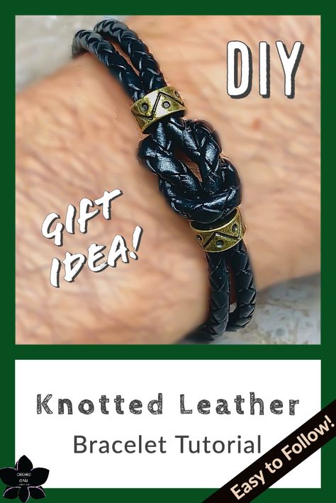 Knotted Leather Bracelet Diy, Knots For Leather Jewelry Making, Braided Leather Bracelet Diy How To Make, Mans Bracelets Diy, Mens Jewelry Handmade, Leather Jewelry Diy Bracelet, Bracelets Handmade Diy For Men, Diy Mens Jewelry How To Make, Leather Diy Bracelet