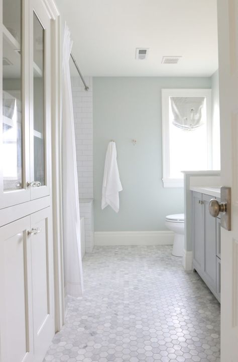 The Bathroom Tile You Should Stop Using in Your Flip and 10 WAY better options | Rethink Home Interiors | Home Staging Montgomery County, PA Small Tiles Bathroom, Small Hexagon Tile Bathroom, Marble Hexagon Tile Bathroom, Bathrooms 2024, Hexagon Tile Bathroom, White Marble Floor, White Wall Tiles, Hexagon Tile, Classic Tile