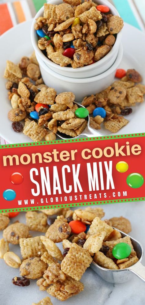 Classroom Treats For Kids, Kids Snack Mix, Fall Snack Mixes, Trail Mix Recipes, Chex Mix Recipes, Monster Cookie, Cookie Snack, Snack Mix Recipes, Chex Mix