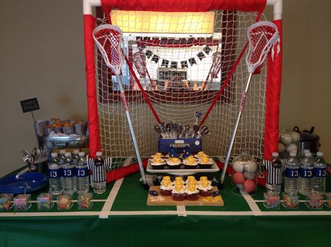 Lacrosse party Lacrosse Party Ideas, Lacrosse Banquet Centerpieces, Team Party Ideas, Lacrosse Party Favors, Lacrosse Girls Problems, Lacrosse Birthday, Lacrosse Cake, Lacrosse Ball Massage, Lacrosse Decorations