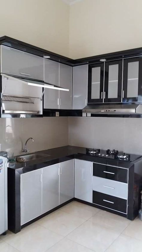 Lemari Dapur Kitchen, Kitchen Set L, Kitchen Set Minimalist, Kitchen Set Aluminium, Kitchen Cupboard Colours, Aluminum Kitchen Cabinets, Kitchen Wardrobe Design, Modern Cupboard, Desain Pantry