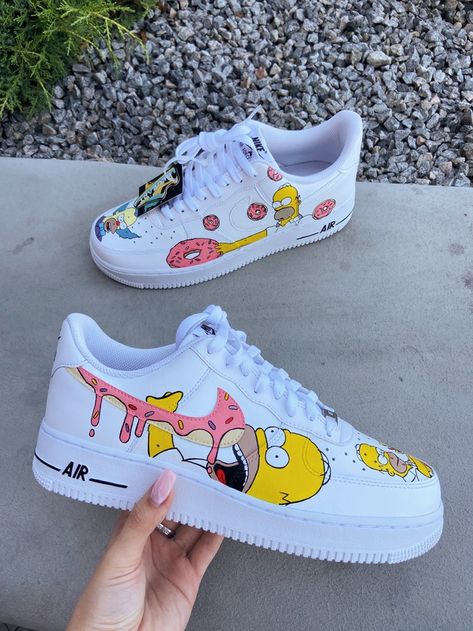 Painted Shoes Diy, Custom Sneakers Diy, Boty Nike, Custom Af1, Custom Painted Shoes, Custom Shoes Diy, Nike Shoes Air Force, Youthful Design, Custom Nike Shoes