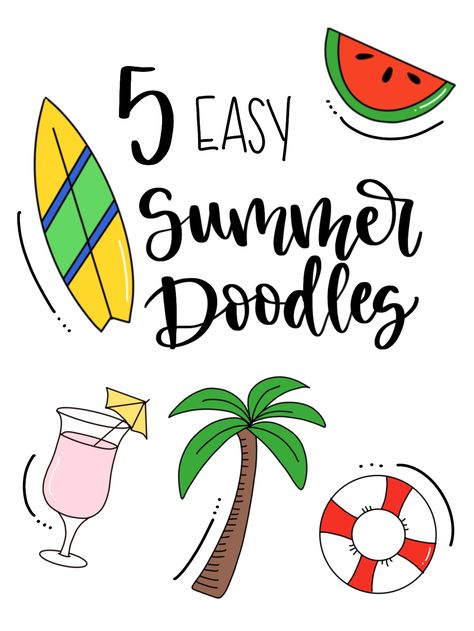 Summer Drawings Easy, Summer Doodles, Summer Drawings, Free Printable Planner Stickers, Doodle Lettering, Flower Doodles, Printable Planner Stickers, Planner Girl, Easy Summer