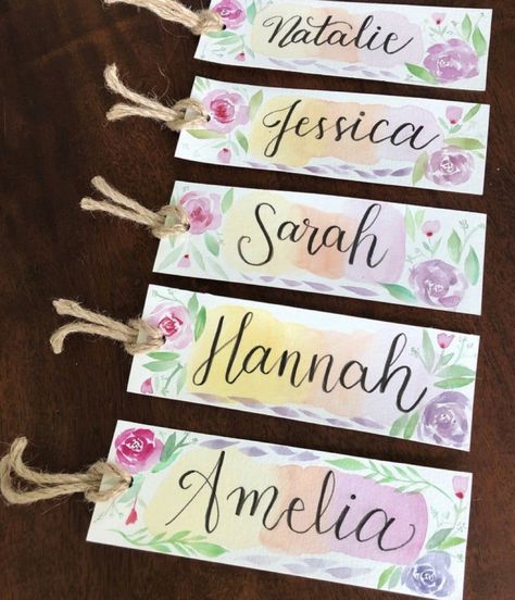 Name Bookmarks, Watercolor Name, Modern Calligraphy Alphabet, Bookmark Art, Calligraphy Watercolor, Calligraphy Inspiration, Watercolour Florals, Name Paintings, Handmade Bookmarks Diy