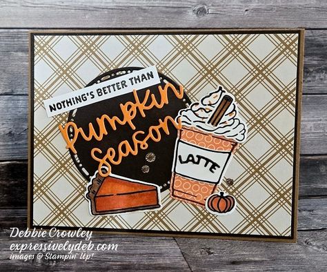 Thanksgiving Greeting, Autumn Cards, Cards Halloween, Thanksgiving Greeting Cards, Thanksgiving Greetings, Coffee Cards, Card Layouts, Pumpkin Latte, Workshop Ideas