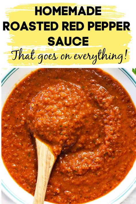 Roasted Peppers Sauce Recipe, Red Sauce Without Tomatoes, Bell Peppers Sauce, Preserving Bell Pepper Recipes, Fresh Pepper Sauce, Red Bell Pepper Sauce Recipes, Recipes With Fire Roasted Red Peppers, Red Pepper Spaghetti Sauce, Recipes For Red Peppers